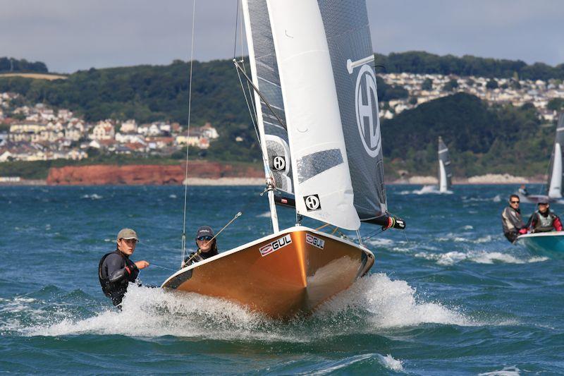 Nick Copsey and Joanne Sallis enjoying the ride in their foiling National 12 photo copyright Gareth Fudge / www.boatographic.co.uk taken at  and featuring the National 12 class