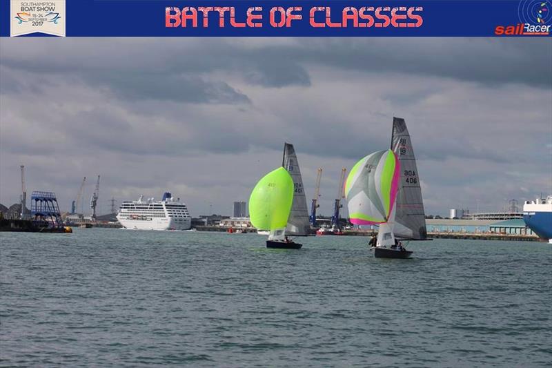 National 18s during the 2017 Battle of the Classes photo copyright Simon Lovesey taken at  and featuring the National 18 class