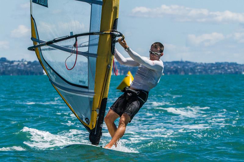 JP Tobin on day 2 of the Oceanbridge Sail Auckland Regatta photo copyright Oceanbridge Sail Auckland taken at Royal Akarana Yacht Club and featuring the RS:X class