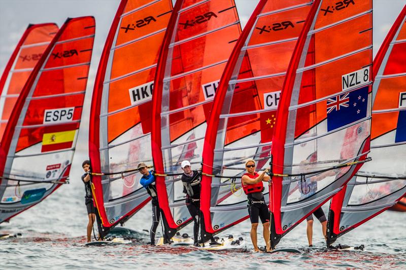 Women's RS:X sailors out on the water ahead of the Trofeo Princesa Sofia - photo © Jesús Renedo / Sofia