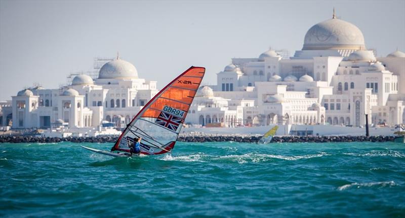 Bryony Shaw on day 1 of the ISAF Sailing World Cup Final in Abu Dhabi photo copyright Jesus Renedo / Sailing Energy / ISAF taken at  and featuring the RS:X class