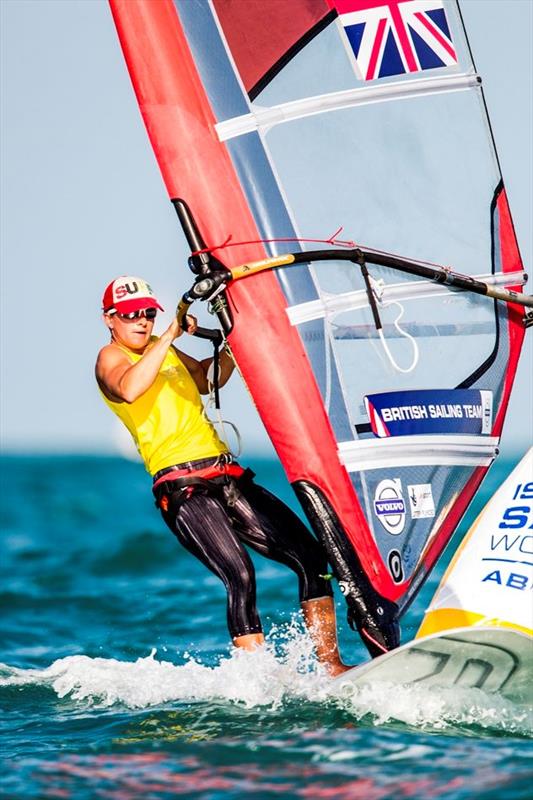 Bryony Shaw on day 2 of the ISAF Sailing World Cup Final in Abu Dhabi photo copyright Pedro Martinez / Sailing Energy / ISAF taken at  and featuring the RS:X class