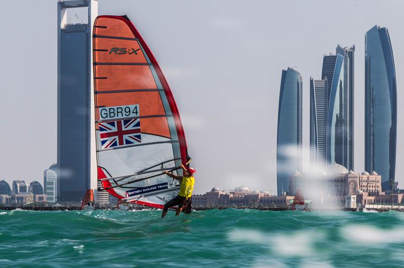 Bryony Shaw (GBR) on day 3 of the ISAF Sailing World Cup Final in Abu Dhabi photo copyright Jesus Renedo / Sailing Energy / ISAF taken at  and featuring the RS:X class