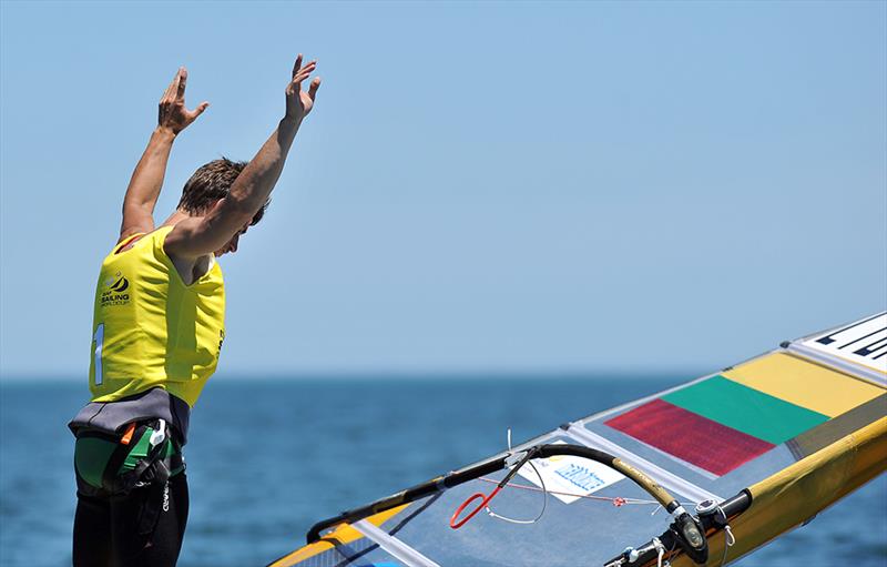 Juozas Bernotas (LTU) wins overall on day 6 of the ISAF Sailing World Cup Melbourne photo copyright Jeff Crow / Sport the Library taken at Sandringham Yacht Club and featuring the RS:X class