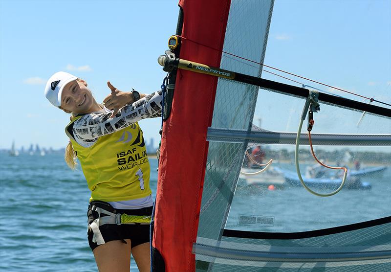 Stefania Elfutina (RUS) wins overall on day 6 of the ISAF Sailing World Cup Melbourne photo copyright Jeff Crow / Sport the Library taken at Sandringham Yacht Club and featuring the RS:X class