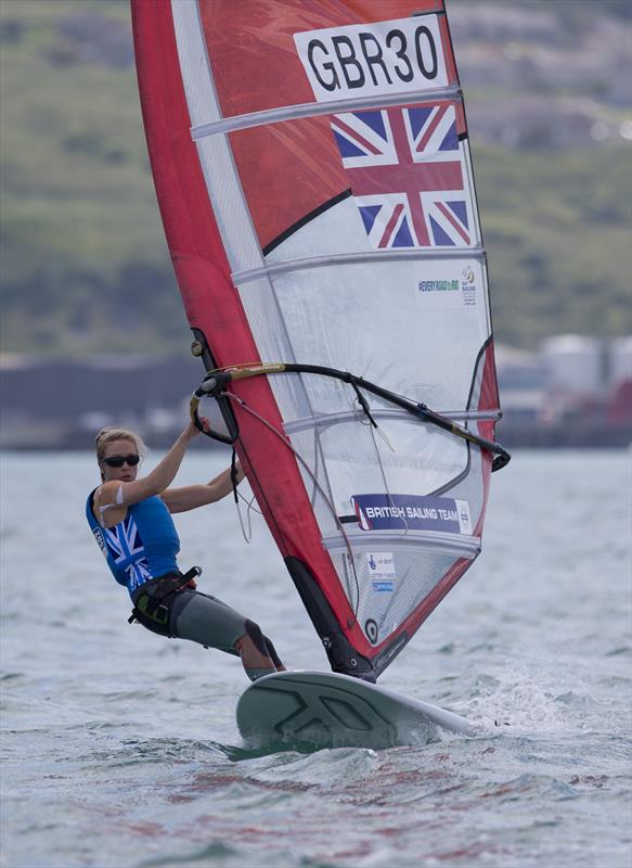 Isobel Hamilton, GBR, Women's Windsurfer (RS X) at Day One of the ISAF Sailing World Cup Weymouth photo copyright onEdition taken at Weymouth & Portland Sailing Academy and featuring the RS:X class