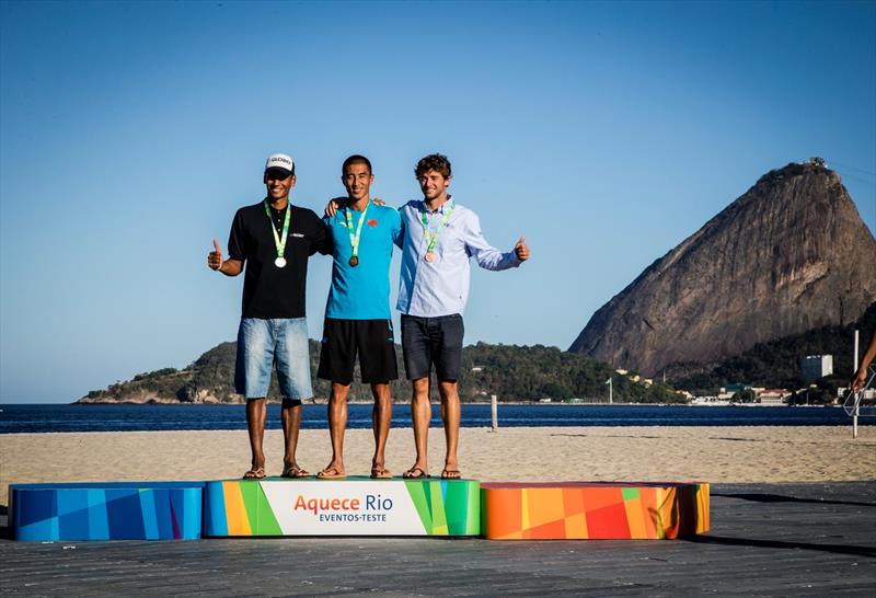 Men's RS:X Podium at the Aquece Rio – International Sailing Regatta - photo © Jesus Renedo / SailingEnergy / ISAF