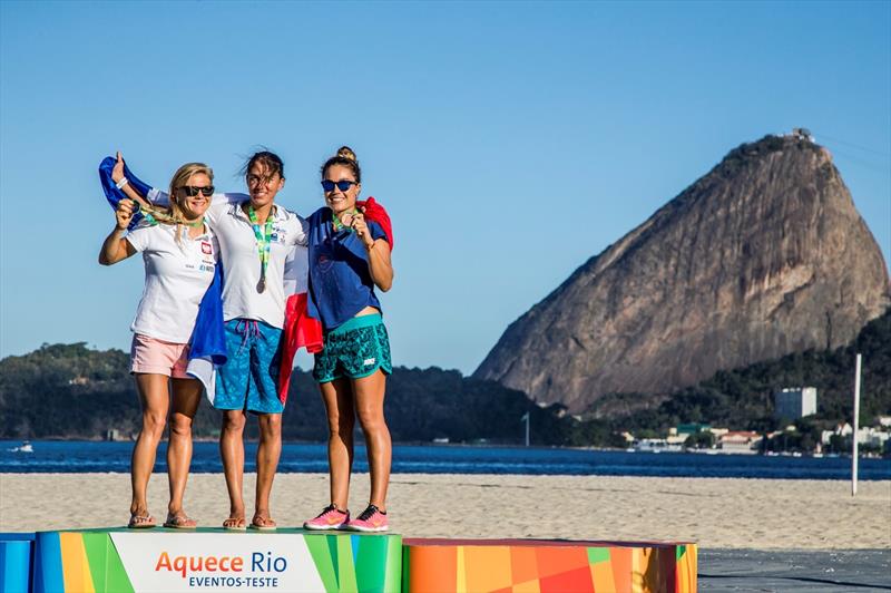 Women's RS:X Podium at the Aquece Rio – International Sailing Regatta photo copyright Jesus Renedo / SailingEnergy / ISAF taken at  and featuring the RS:X class