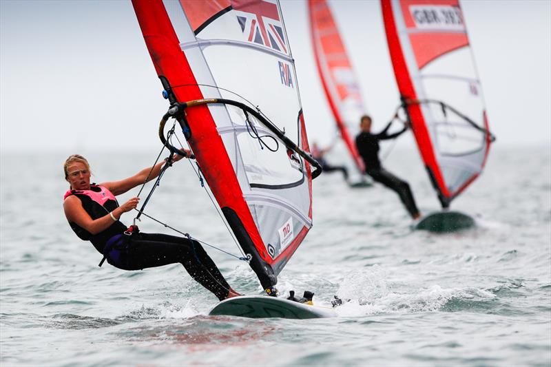 Emma Wilson on day 2 of the RYA ISAF Youth Worlds Selection Event at Hayling Island photo copyright Paul Wyeth / RYA taken at Hayling Island Sailing Club and featuring the RS:X class