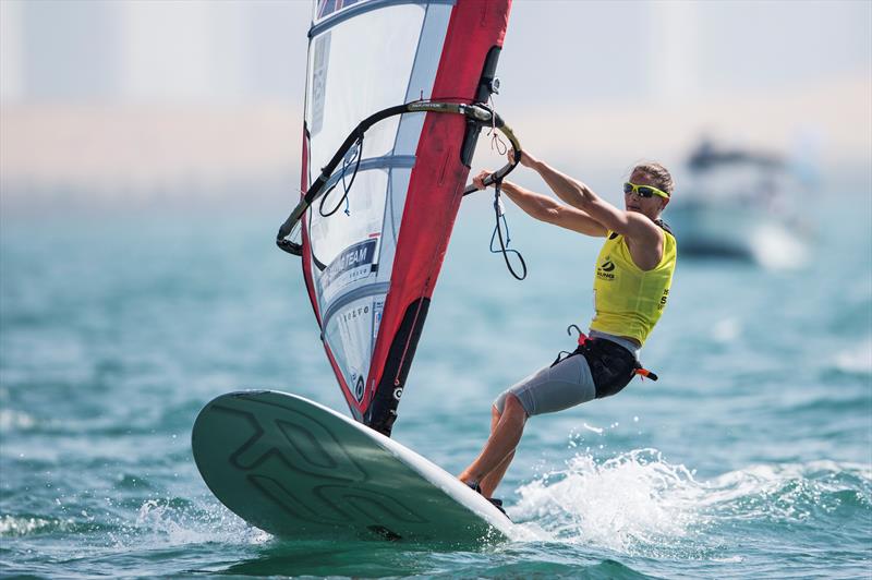Bryony Shaw on day 3 of ISAF Sailing World Cup Final, Abu Dhabi  photo copyright Pedro Martinez / Sailing Energy / ISAF taken at Abu Dhabi Sailing & Yacht Club and featuring the RS:X class