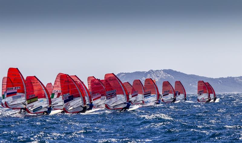 RS:X Women's fleet on day 1 at Sailing World Cup Hyeres - photo © Jesus Renedo / Sailing Energy / World Sailing