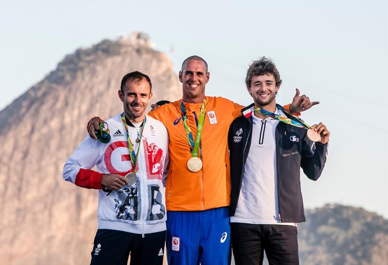 Men's RS:X class podium at the Rio 2016 Olympic Sailing Competition - photo © Sailing Energy / World Sailing