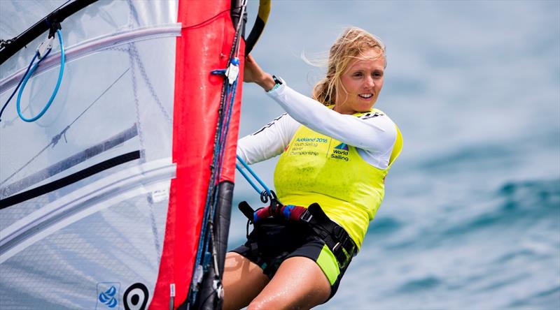 Gold for Great Britain's Emma Wilson on day 4 of the Aon Youth Worlds in Auckland photo copyright Pedro Martinez / Sailing Energy / World Sailing taken at Torbay Sailing Club and featuring the RS:X class