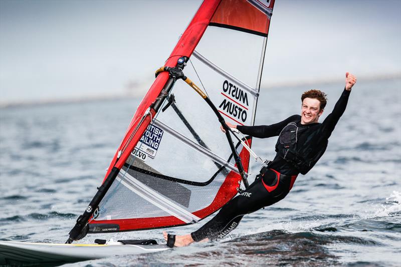 Isaac Lines wins the boys fleet in the 2018 RYA RS:X Youth National Championships at Weymouth - photo © Paul Wyeth / RYA