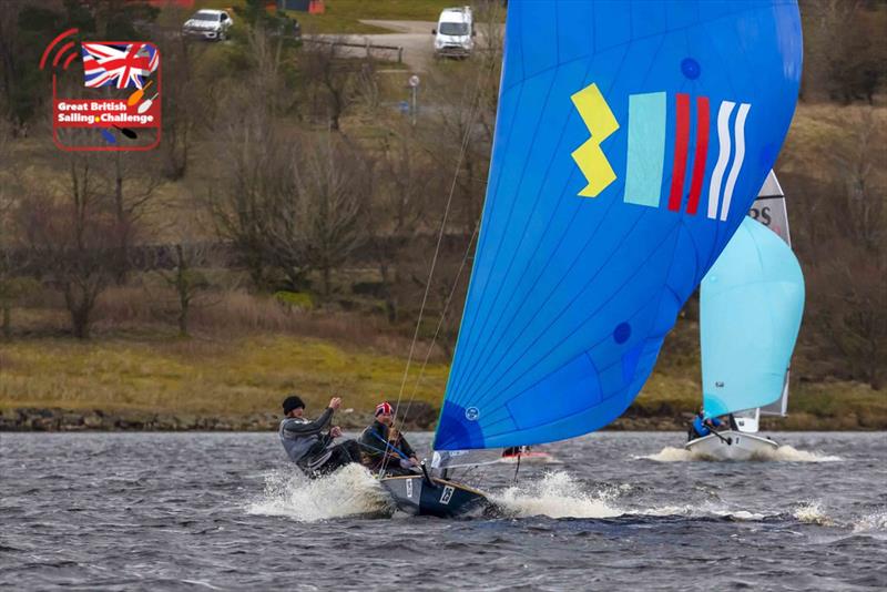 Colin and Olly Murray finish 3rd in the Yorkshire Dales Brass Monkey 2022 photo copyright Tim Olin / www.olinphoto.co.uk taken at Yorkshire Dales Sailing Club and featuring the Norfolk Punt class