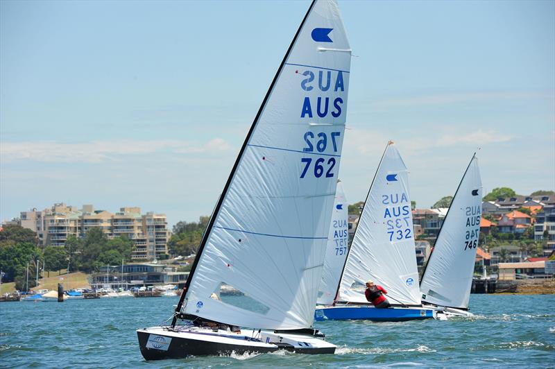 Day 1 leader Peter Horne at the Australian OK Nationals photo copyright Bruce Kerridge taken at Drummoyne Sailing Club and featuring the OK class