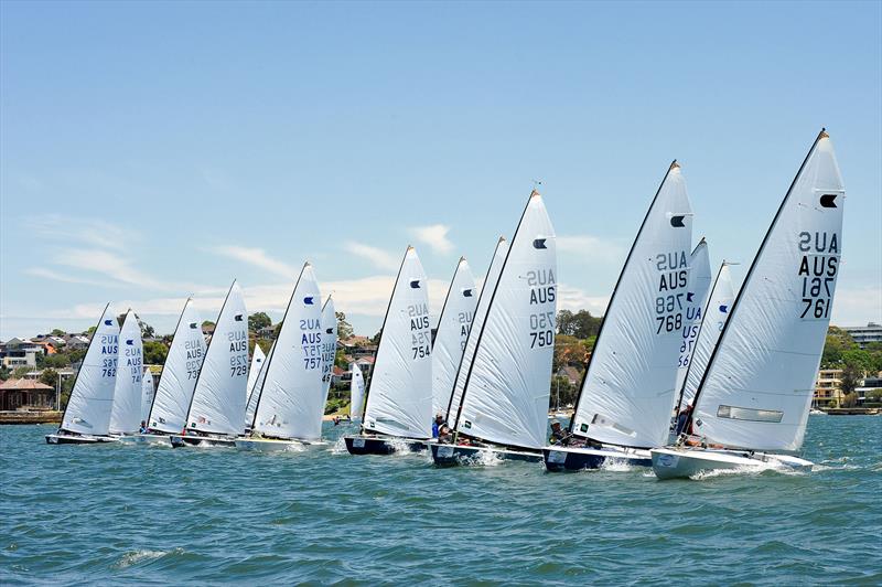 Startline on day 1 at the Australian OK Nationals photo copyright Bruce Kerridge taken at Drummoyne Sailing Club and featuring the OK class