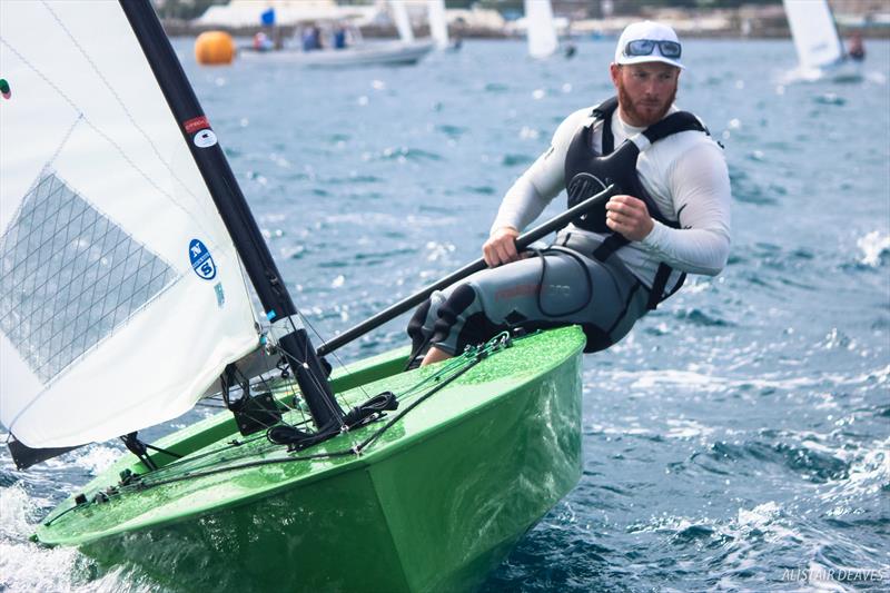 Luke O'Connell on 2017 OK Dinghy Worlds day 1 photo copyright Robert Deaves taken at Barbados Yacht Club and featuring the OK class