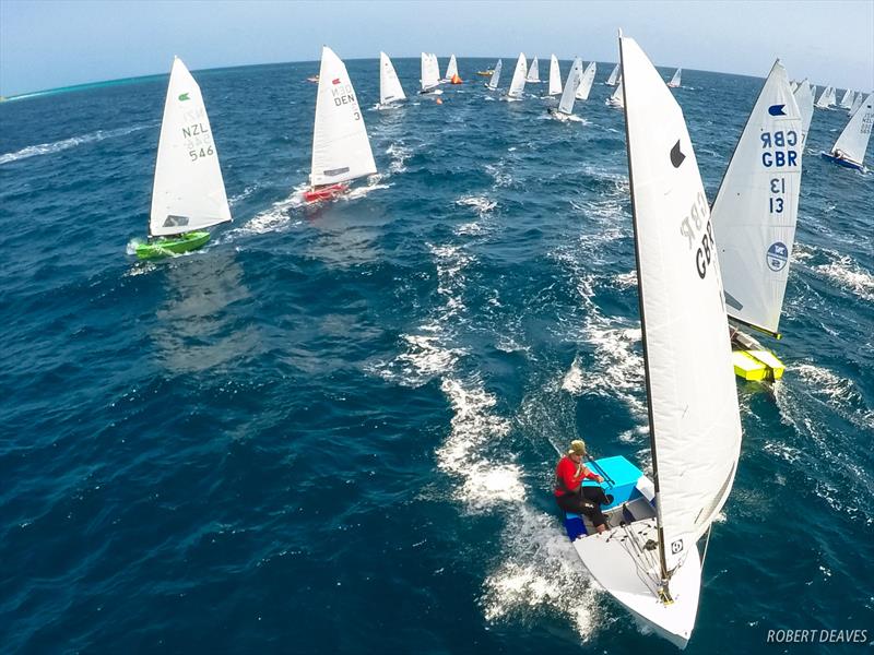 Racing on day 4 of the 2017 OK Dinghy Worlds photo copyright Robert Deaves taken at Barbados Yacht Club and featuring the OK class