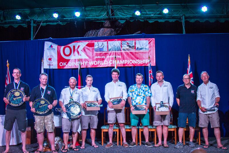2017 OK Dinghy Worlds prize giving photo copyright Alastair Deaves taken at Barbados Yacht Club and featuring the OK class