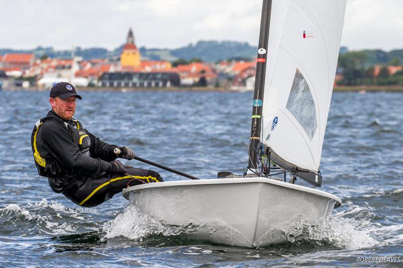 Charlie Cumbley on day 3 of the OK Dinghy European Championship photo copyright Robert Deaves taken at  and featuring the OK class