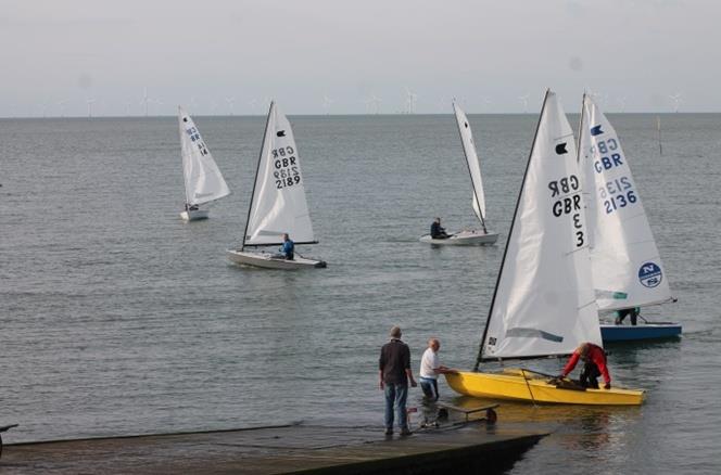 Returning to shore on day 1 of the OK Nationals at Herne Bay photo copyright Mary Reddyhoff taken at Herne Bay Sailing Club and featuring the OK class