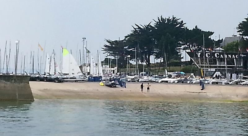 Waiting for the wind during the OK Europeans photo copyright Robert Deaves taken at Yacht Club de Carnac and featuring the OK class