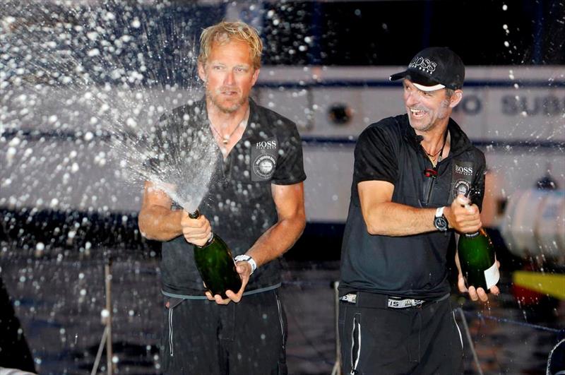 Hugo Boss wins the IMOCA Ocean Masters New York to Barcelona race photo copyright Benoit Stichelbaut / Sea & Co taken at  and featuring the IMOCA class