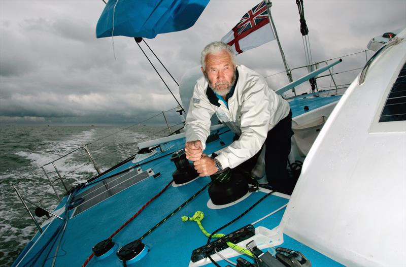 Sir Robin Knox-Johnston winching aboard Haven KJ Grey Power photo copyright onEdition taken at  and featuring the IMOCA class