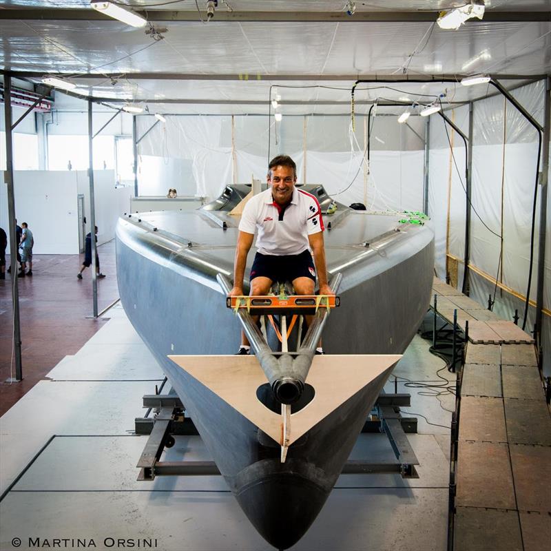 Andrea Mura's hull unmoulded at Persico in Bergamo photo copyright Martina Orsini taken at  and featuring the IMOCA class