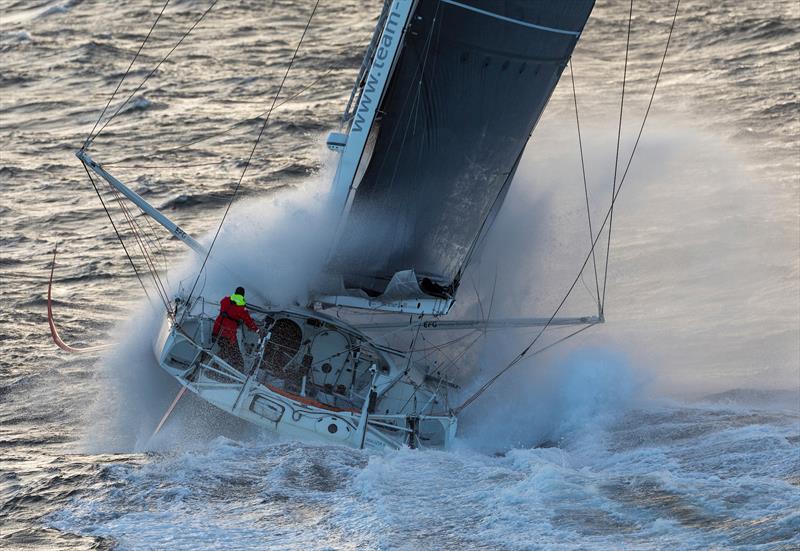  IMOCA Malizia II bursts through a big one - Route du Rhum Destination Guadeloupe 2018 photo copyright Jean-Marie Ilot taken at  and featuring the IMOCA class