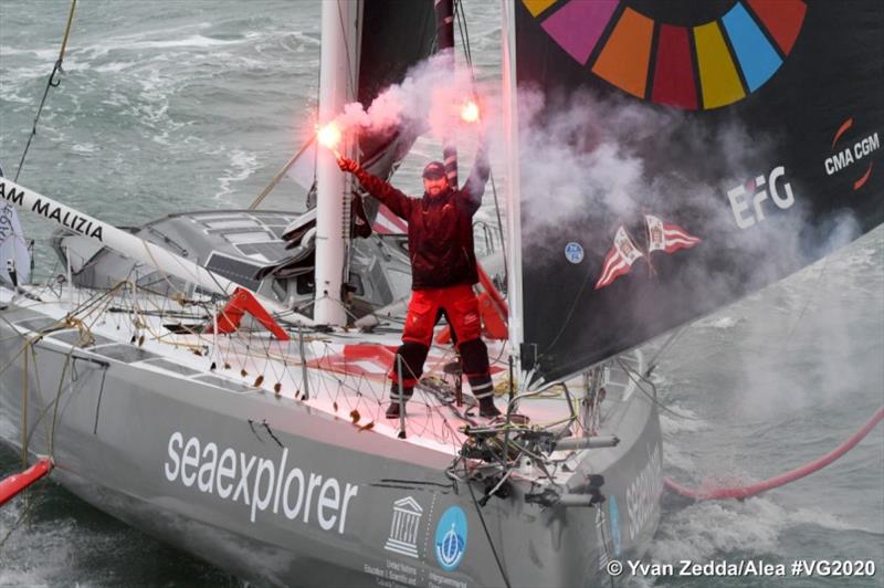 Seaexplorer - YC de Monaco, skipper Boris Herrmann (GER), is pictured during finish of the Vendee Globe sailing race, on January 28, 2021 photo copyright Yvan Zedda taken at  and featuring the IMOCA class