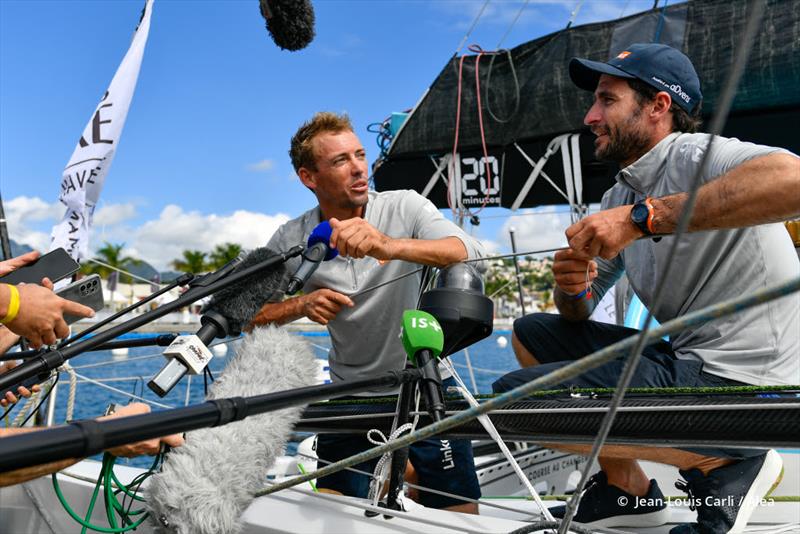 Thomas Ruyant and Morgan Lagravière on LinkedOut win the IMOCA class in the Transat Jacques Vabre photo copyright Jean-Louis Carli / Alea taken at  and featuring the IMOCA class