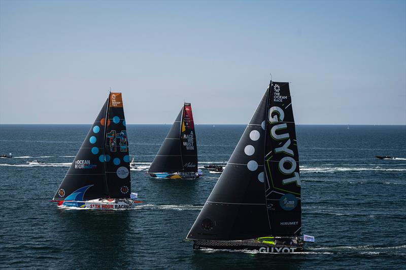 Three of the teams competing in The Ocean Race 2022-23 photo copyright Vincent Curutchet / IMOCA taken at  and featuring the IMOCA class