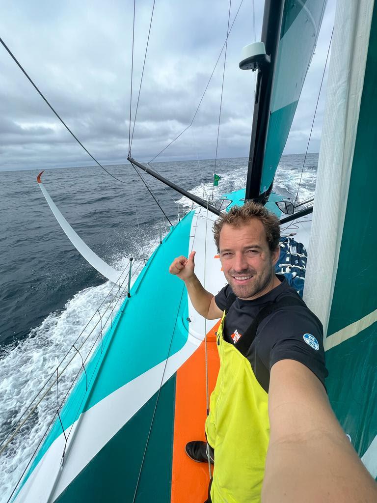 2023 Rolex Fastnet Race - Sam Goodchild finds time for a selfie on board his IMOCA For the Planet photo copyright Sam Goodchild taken at Royal Ocean Racing Club and featuring the IMOCA class