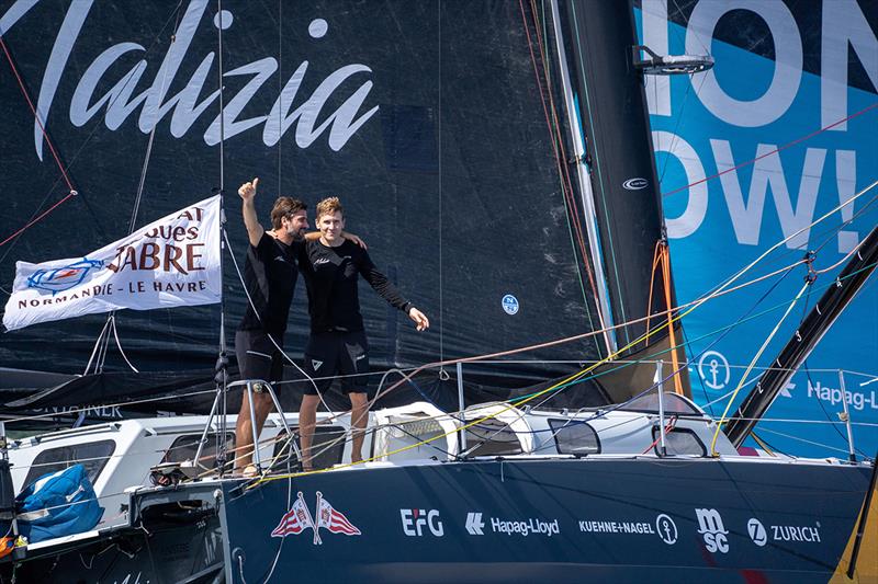 Boris Herrmann and Will Harris onboard Malizia - Seaexplorer after the finish in Martinique - Transat Jacques Vabre 2023 photo copyright Marie Lefloch / Team Malizia taken at  and featuring the IMOCA class