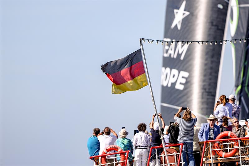The Ocean Race 2022-23 - 9 June 2023. GUYOT environnement - Team Europe during the Fly-By in Kiel, Germany photo copyright Sailing Energy / The Ocean Race taken at  and featuring the IMOCA class