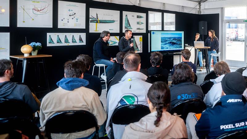 A meeting at The Transat CIC race village photo copyright Adrien Nivet / polaRYSE / IMOCA taken at  and featuring the IMOCA class