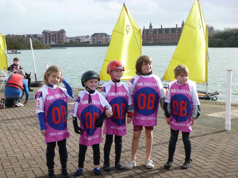 The OnBoard Fleet on West Lancs Junior Race Day photo copyright Mike Dorr taken at West Lancashire Yacht Club and featuring the Optimist class