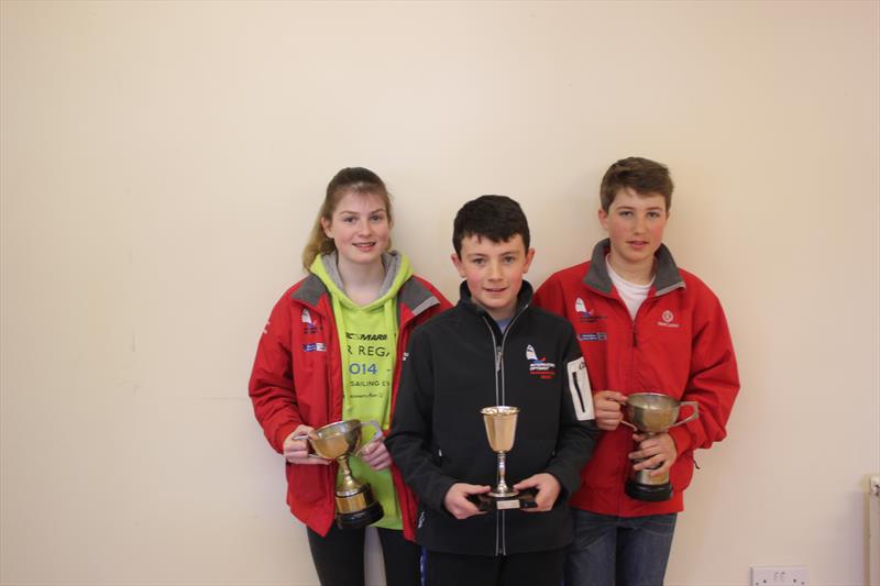 Joint Squads Prize Winners (l to r) Ellen Main, Sam Kneale, Matt Beck photo copyright Alan Williams taken at Weymouth & Portland Sailing Academy and featuring the Optimist class