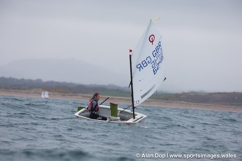 Hannah Roberts-Straw during the Welsh Youth Junior Championships photo copyright Alan Dop / www.sportsimages.wales taken at Pwllheli Sailing Club and featuring the Optimist class
