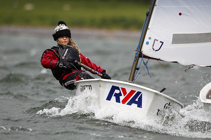 Maddie Leary during the 2014 RYA Eric Twiname Championships photo copyright Paul Wyeth / RYA taken at Rutland Sailing Club and featuring the Optimist class