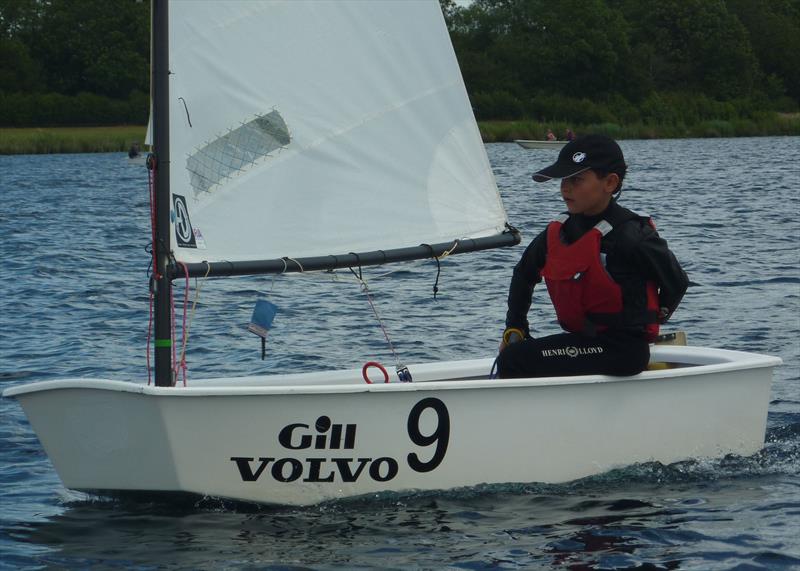 Toby Banbrook finishes as 1st junior during the YOO Youth Regatta at Bowmoor photo copyright Doug Roberts taken at Bowmoor Sailing Club and featuring the Optimist class