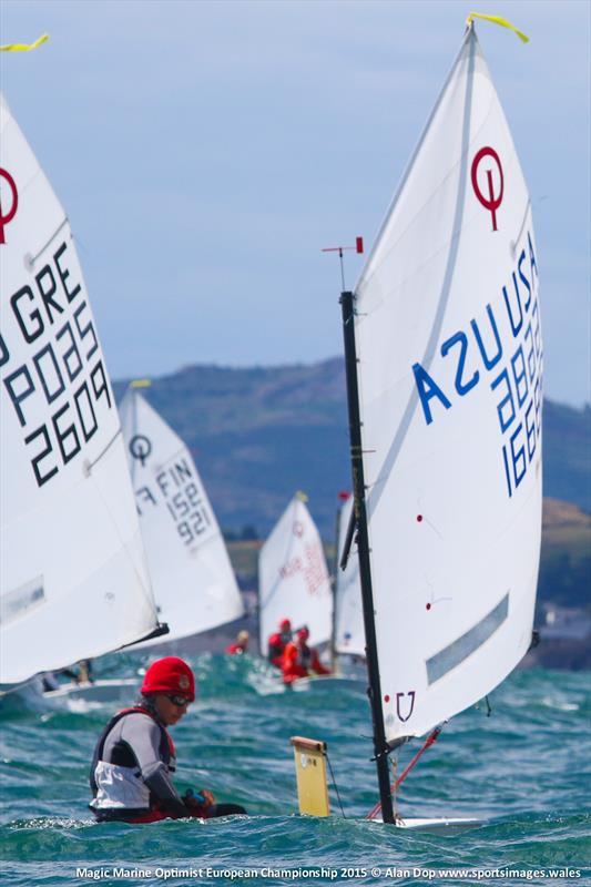 Thomas Rice (USA) is the Boys Open Champion at the Magic Marine Optimist Europeans photo copyright Alan Dop / www.sportsimages.wales taken at Plas Heli Welsh National Sailing Academy and featuring the Optimist class