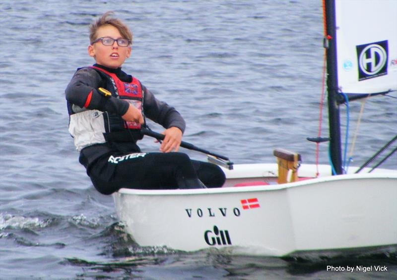 1st Optimist Boy and 1st Overall, Callum Davidson-Guild at the RYA Zone Championships in Cardiff Bay photo copyright Nigel Vick taken at Cardiff Bay Yacht Club and featuring the Optimist class