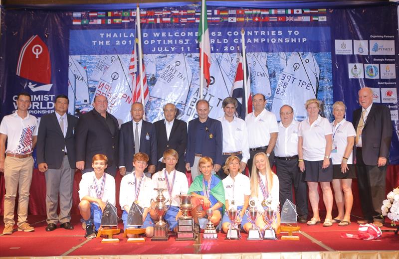 Prize giving at the Optimist Worlds in Thailand photo copyright Matias Capizzano / www.capizzano.com taken at Royal Varuna Yacht Club and featuring the Optimist class
