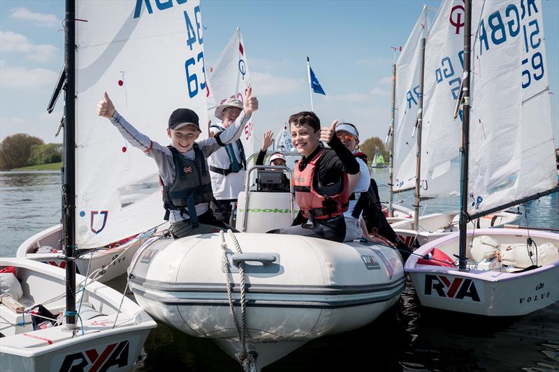 Fun in the sun at Eric Twiname Junior Championships photo copyright Nick Dempsey / RYA taken at Rutland Sailing Club and featuring the Optimist class