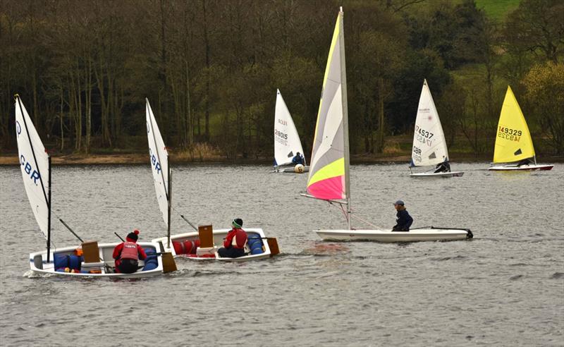A chilly day for Derbyshire Youth Sailing's first event of 2021 at Combs SC photo copyright Darren Clarke taken at Combs Sailing Club and featuring the Optimist class