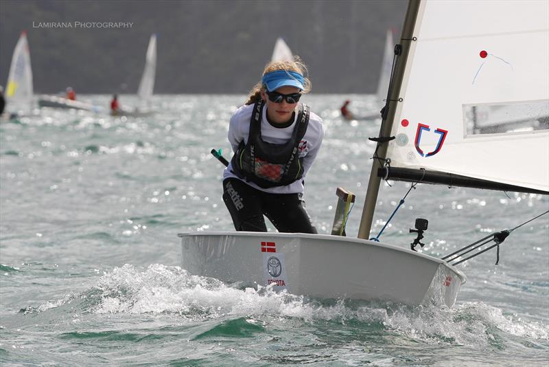 Stella Bilger from Kohi (27th after Day 1) - Day 1 Toyota NZ Optimist Nationals - Queen Charlotte Yacht Club photo copyright Lamirana Photography taken at Queen Charlotte Yacht Club and featuring the Optimist class