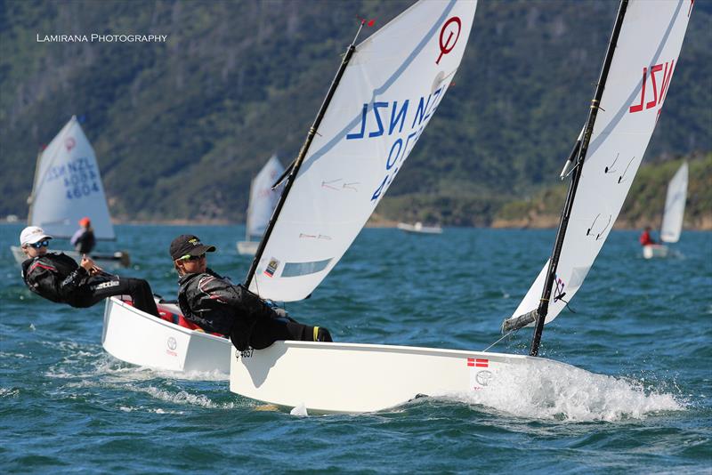 Sailors go - Day 3 - Toyota NZ Optimist National Championships - April 2, 2018 photo copyright Lamirana Photography taken at Queen Charlotte Yacht Club and featuring the Optimist class